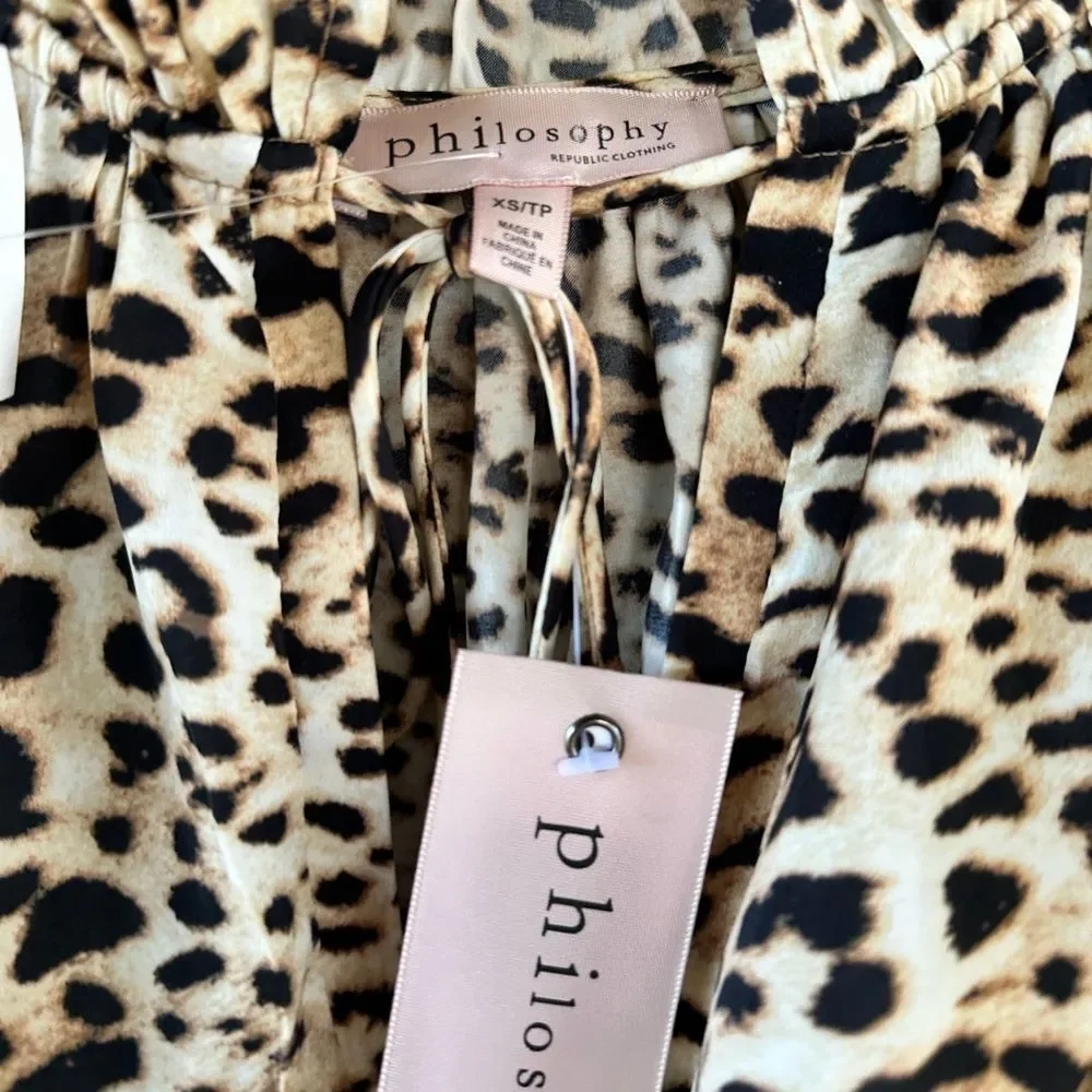 🎉5 for $45🎉 NWT Philosophy top blouse shirt size XS animal print - Picture 5 of 11